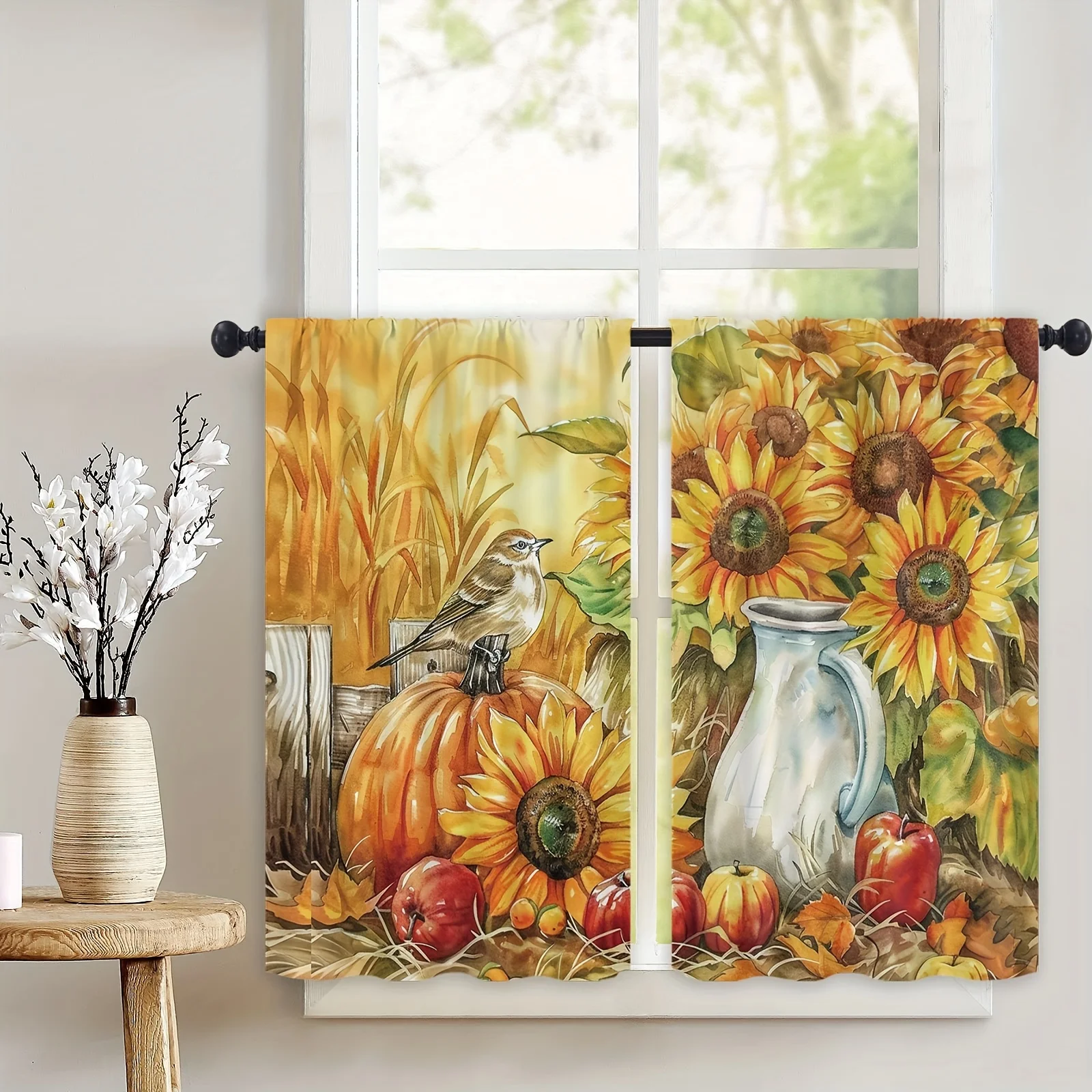 

2 шт./упаковка, занавески с рисунком подсолнуха, тыквы