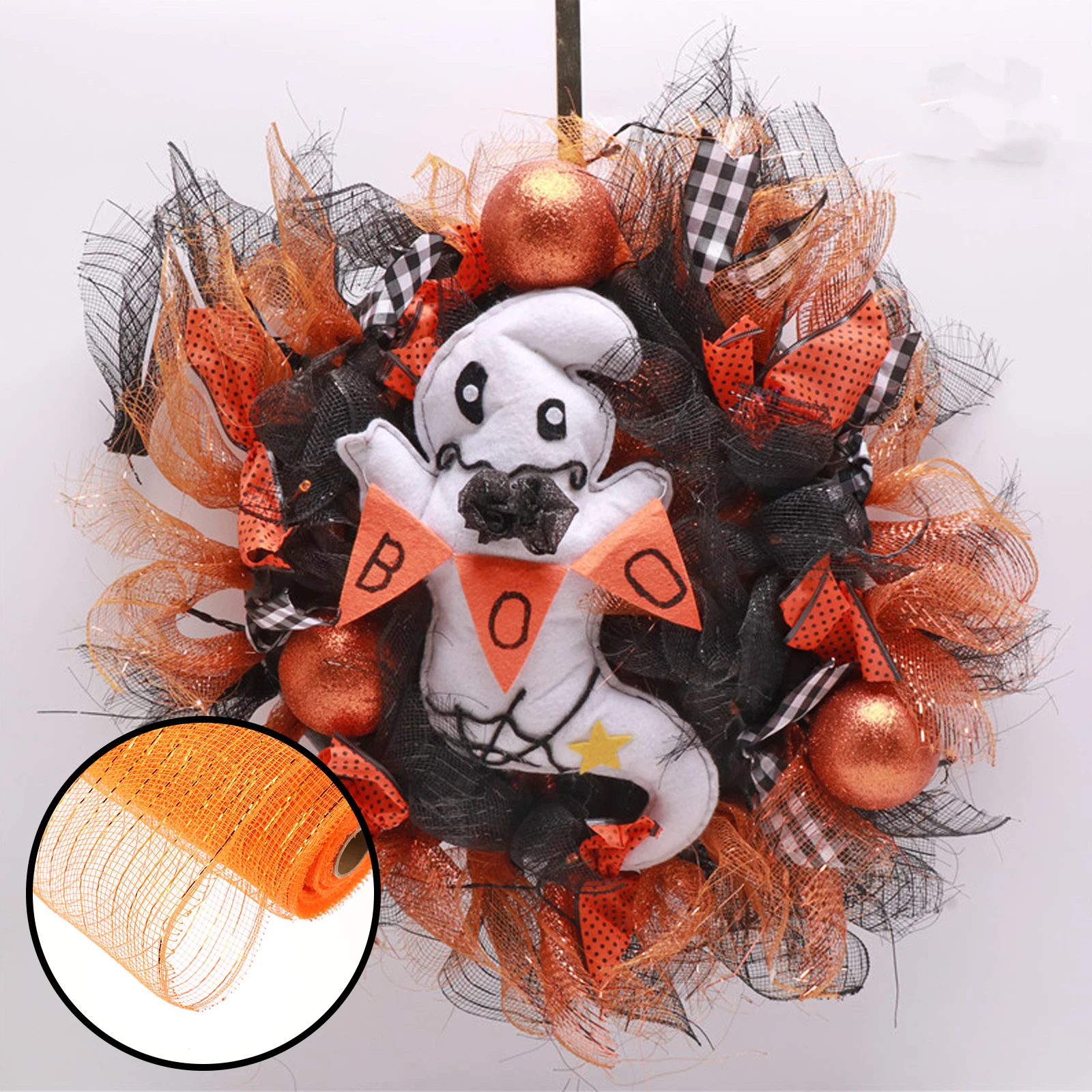 

4 Rolls Garland Mesh Decoration Decorative Gauze Halloween DIY Wreath Supply Accessory Handmade Ribbon