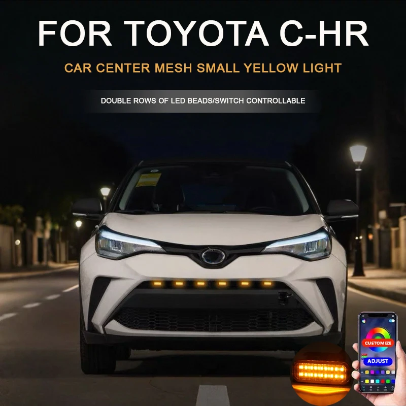 

LED Front Grille Lights White Amber Light External Grille Lamps FOR TOYOTA C-HR center mesh small yellow light Accessories