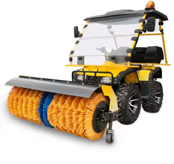Snow Removal Vehicle 4x4 Off-Road with Roof, Front Brush Blower for Winter Road Maintenance