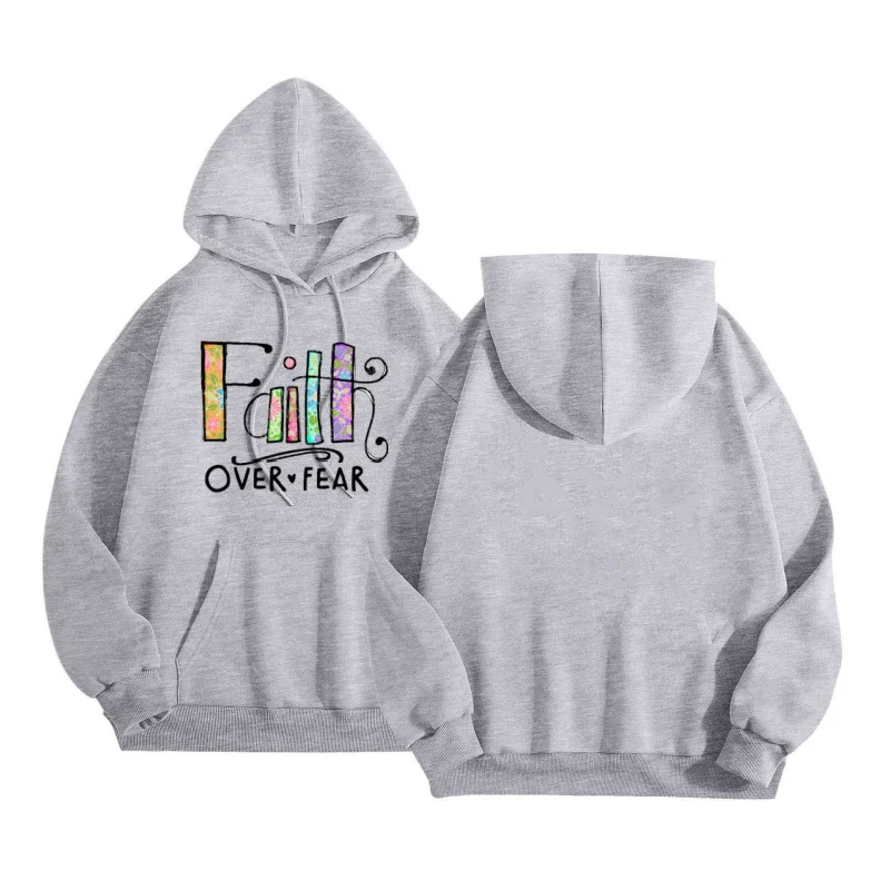 Autumn and winter men's and women's hoodies with letter printed pullovers, loose and warm pockets, fashionable casual hoodies
