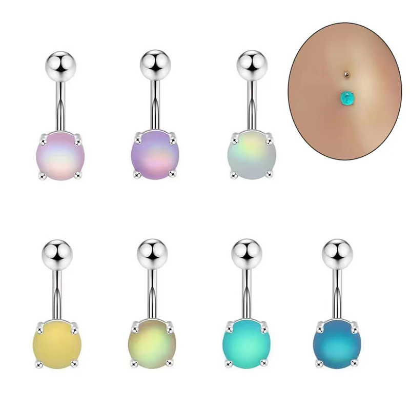 Fashion Four Jaw Candy Cat Eye Frosted Jewelry Belly Button Rings For Women Body Piercing Ring Stainless Steel Navel Nail