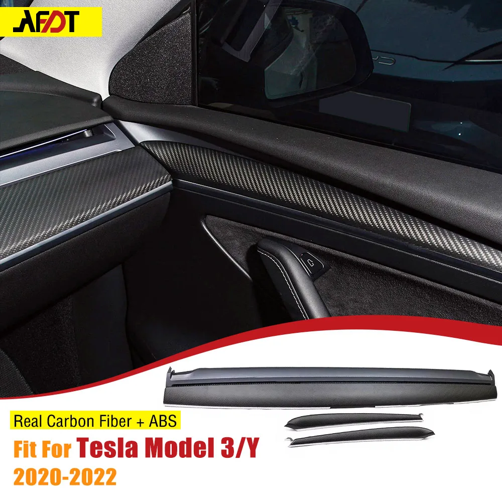 

AFDT For Tesla Model 3 Replacement Carbon Fiber Dashboard Trim Front Door Strips Model Y 2020-2023 Car Interior Accessories LHD