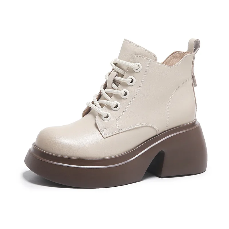 

PU Leather ankle boots for women 2024 autumn/winter new single shoe thick sole low top small shoes soft sole women's boots