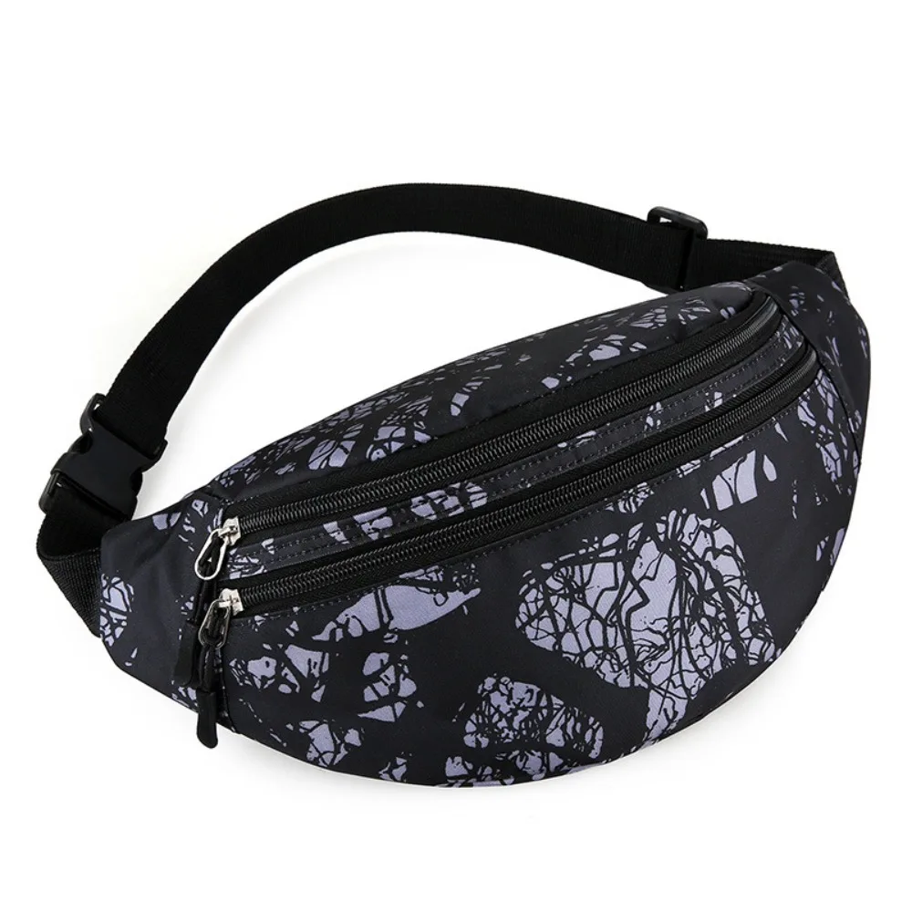 Fashion Nylon Multi-Layer Waist Bag Motion Waterproof Handbag Korean-Style Banana Bag Purse Sports Bag Unisex Version