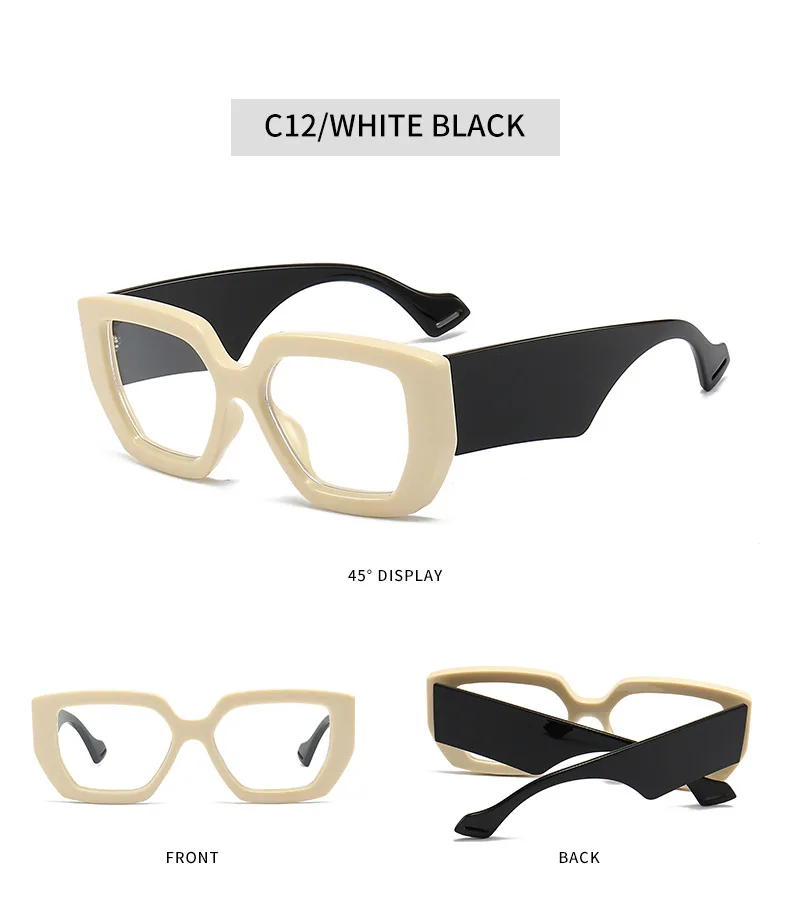 Dicken Rahmen übergroße quadratische Brille für Frauen Mode optische klare transparente Linse Brillen Computer schwarze Brille Retro – Detail 17