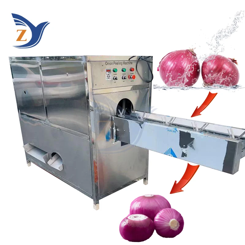 Onion Cutting and Peeling Machine 500kg per Hour Home Commercial Electric Large Automatic Stainless Steel Pneumatic Processing