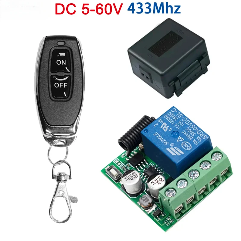 Universal 433Mhz Remote Control Switch 1CH Relay Receiver Module DC 5V 12V 60V RF Transmitter for Lighting Security