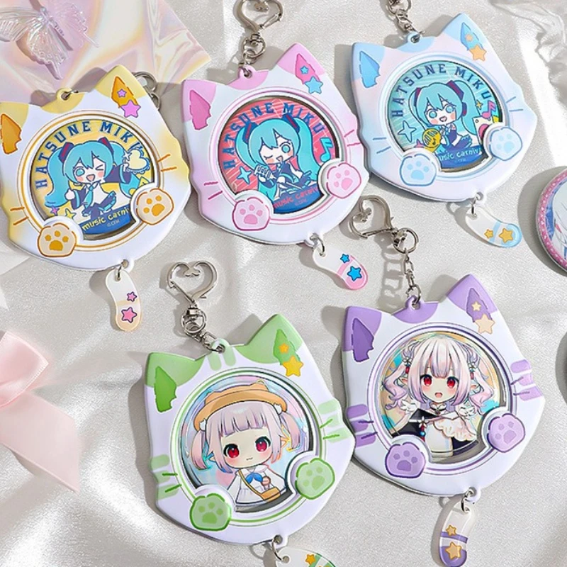 

Cat Design PVC Badge Holder Protector Cute Anime Pin Storage Case for Ita Bag Charm Display Collection Pouch with Metal Ring