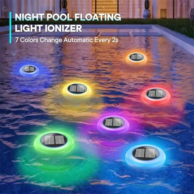 2026 New Floating Solar LED Pool Light, Copper Silver Ion Water Treatment Device for Outdoor Swimming Pool