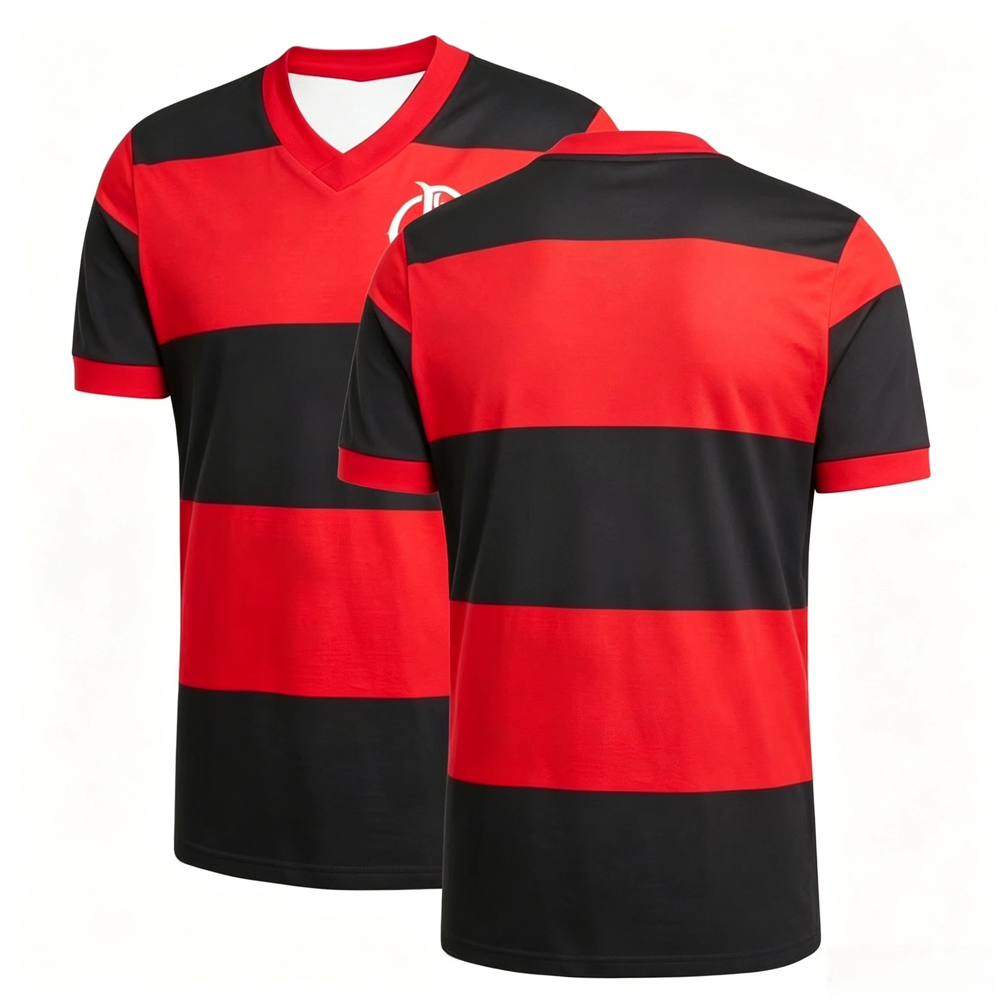Maillot de football Flamengo RJ pour hommes, femmes et enfants, rayures rouges et noires, t-shirt à manches courtes à séchage rapide, haut de supporter du club de football brésilien.