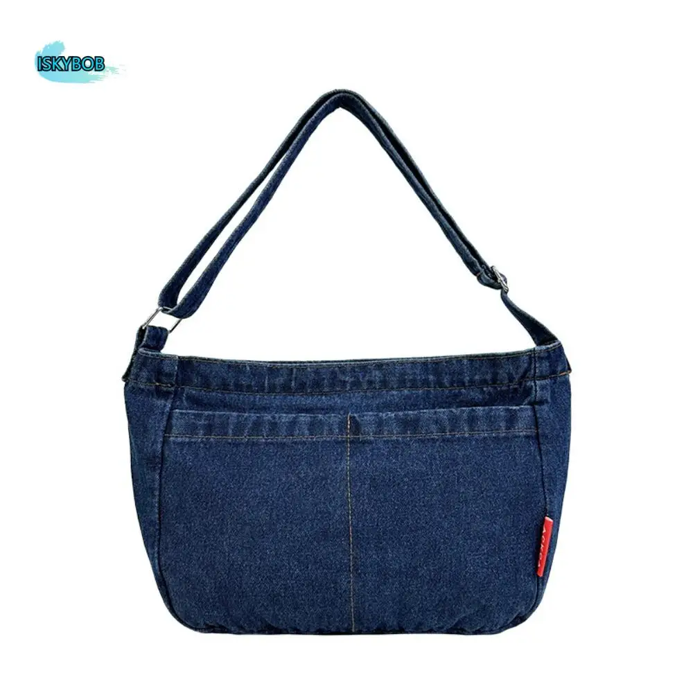 

Zipper Denim Shoulder Bag Adjustable Strap Large Capacity Cowboy Hobo Bag Korean Style Canvas Blue Cloth Crossbody Bag Daily
