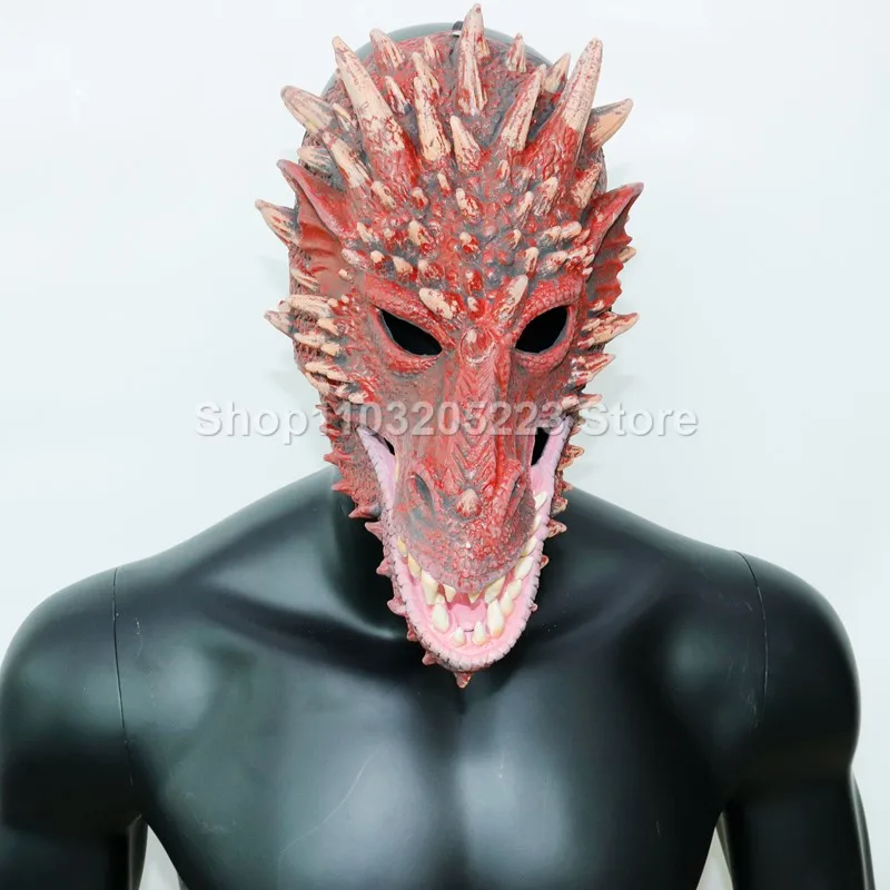 Dinosaur Mask Full Face Latex Head Cover Halloween Children's Day Clothing Party Carnival Dinosaur Animal Dressing Supplies