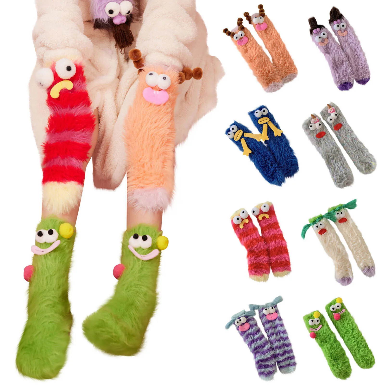 Cartoon Winter Warm Fuzzy Socks Plush Cartoon Comfy Slipper Socks for Birthday Valentine's Day Christmas Day