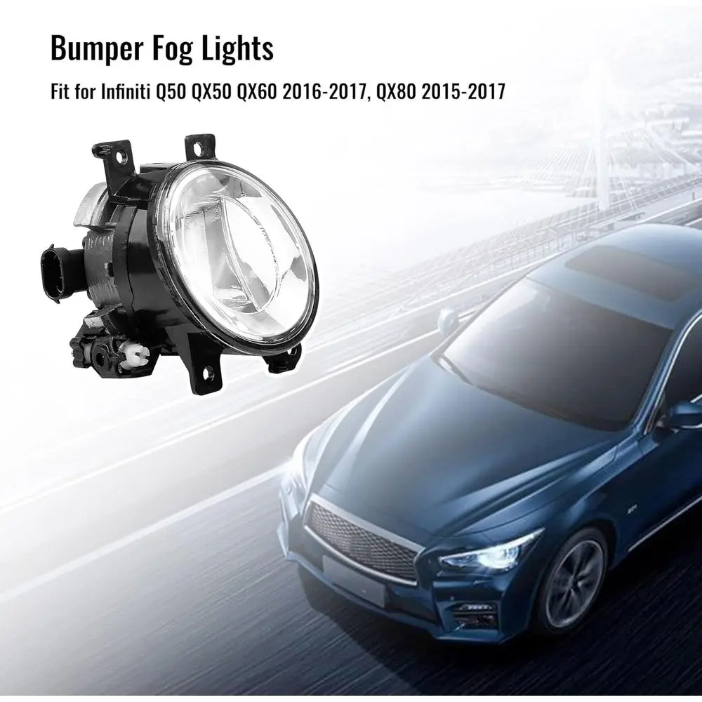 زوج من مصابيح الضباب المصد الأمامي لسيارة إنفينيتي Q50، QX50، QX60، QX80 - مجموعة جانبية للسائق والركاب