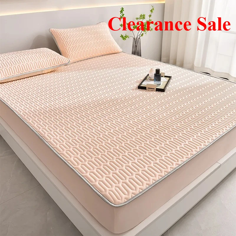 

Simple latex mat three-piece set household summer thickened mattress ice silk latex mat solid color simple