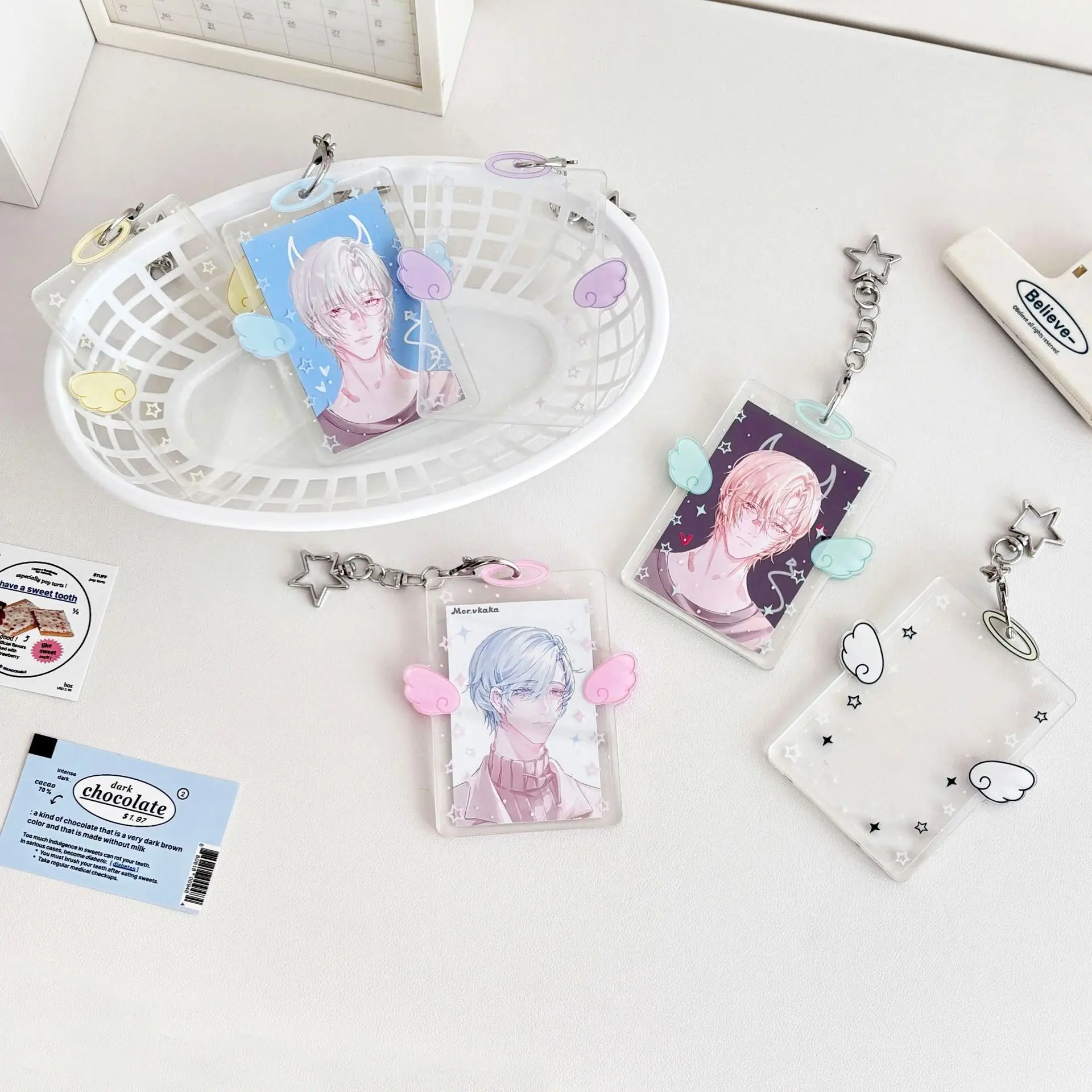 Kpop Card Holder Keychain Sleeve Clear Acrylic Badge ID Holder Idols K-pop Album Binder Photo Frame