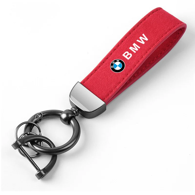 High-End Car Suede Leather Keychain Metal Key Ring For BMW X3 X5 X6 F30 F34 F10 F20 G20 G30 G01 G02 G05 F15 F16 1 3 5 7 Series