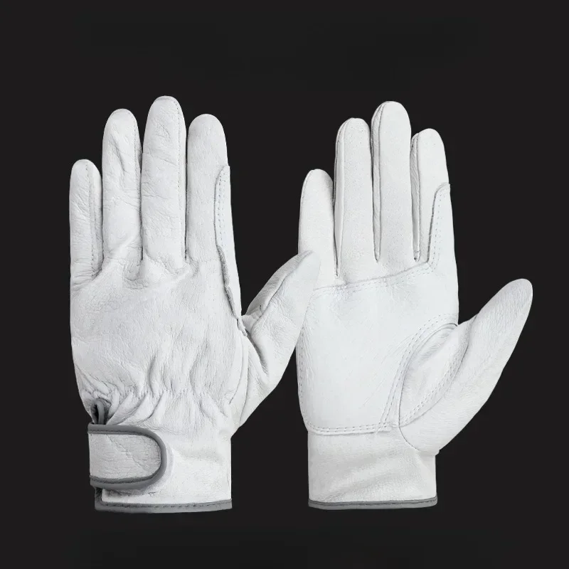 1pair Work gloves sheepskin leather workers work welding safety  garden sports motorcycle driver wear-resistant gloves