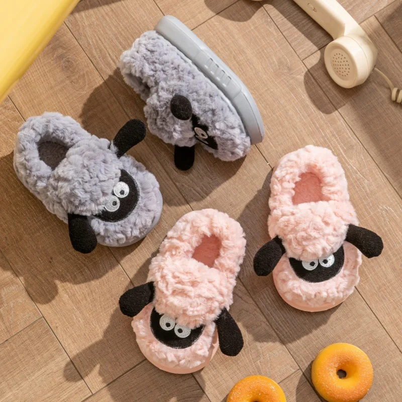 New Autumn Winter Cute Cartoon Child Slipper Warm Comfort Anti Slip Girls' Shoes Fashion Simple Thick Soled Slippers House Child