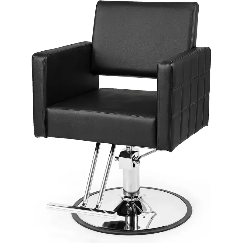 Hydraulic Salon Chair for Hair Stylist Heavy Duty Barber Chair with 360 Swivel Lock and Adjustable Height Upholstered Styling