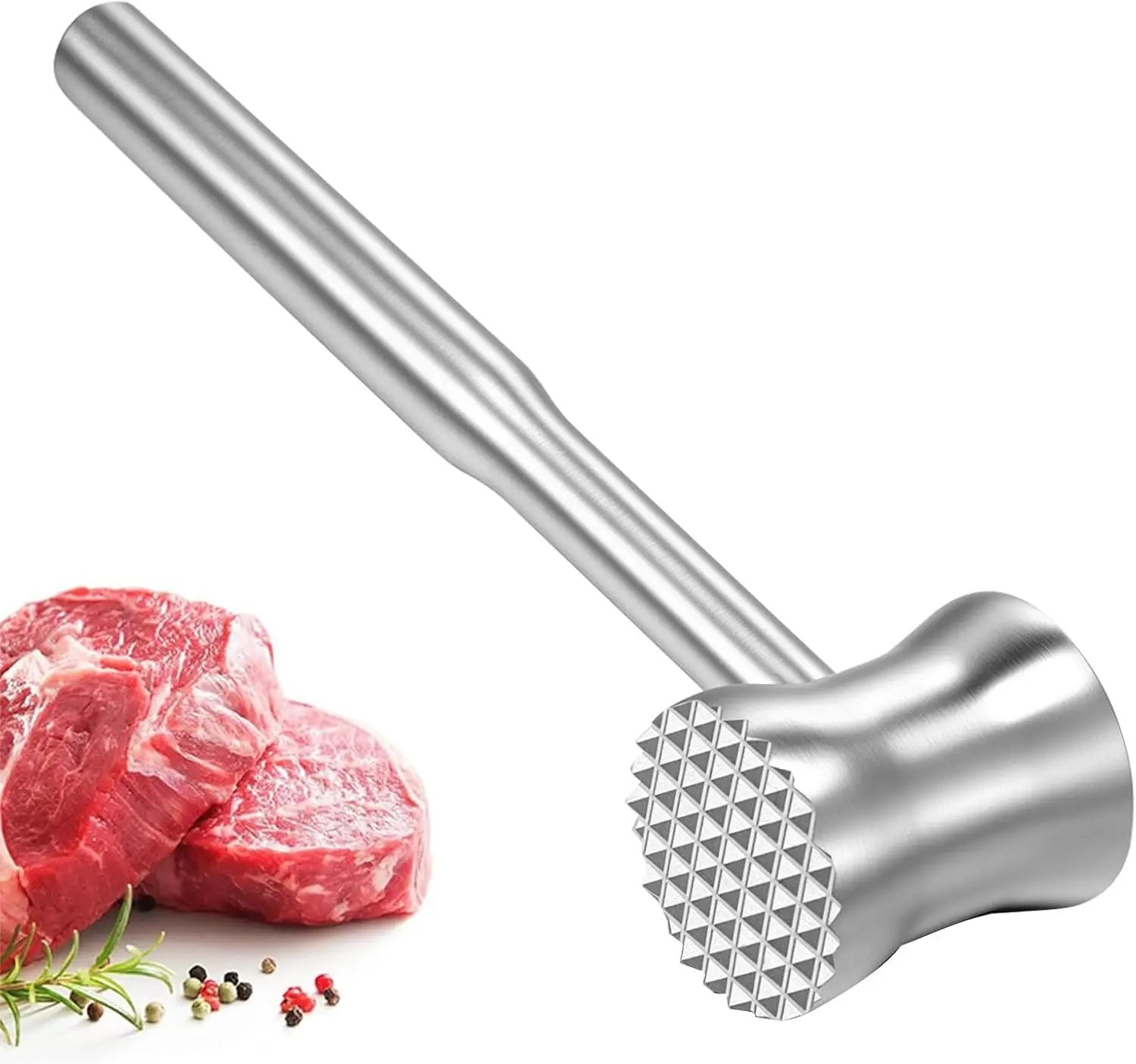 

Meat Tenderizer Mallet | 304 Stainless Steel | Meat Pounder Hammer Flattner Beater | Kitchen Tool for Steak Chicken Poultry Food