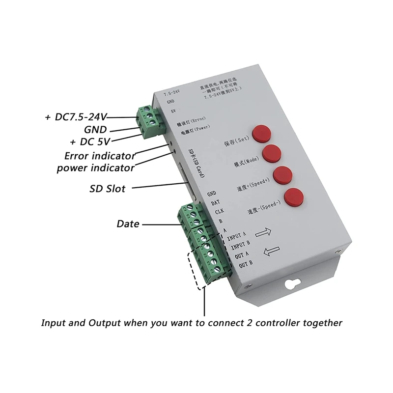 T1000S DMX 512 RGB Светодиодная лента Пиксельный контроллер SD-карта WS2812B WS2811 6803 SK6812