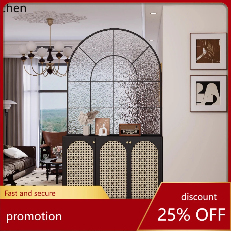 

ZML entry entrance cabinet, screen partition, living room rattan glass storage shoe cabinet integrated