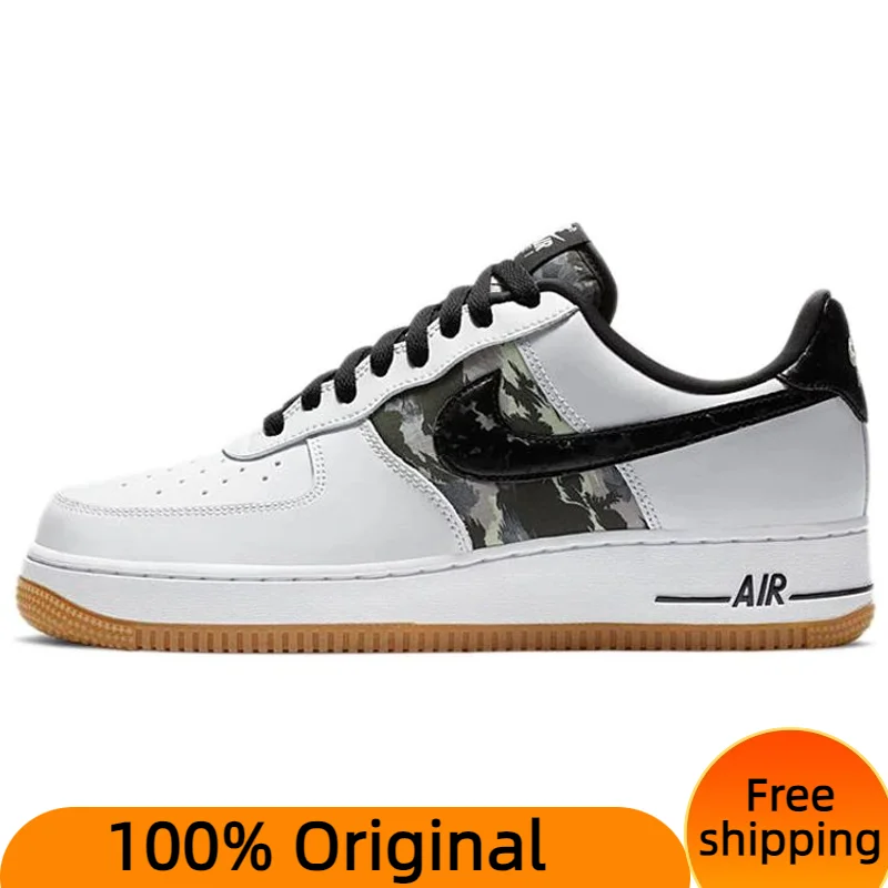 Nike Air Force 1 Low White Ripstop Camo Black Gum Sneakers shoes With Original Box