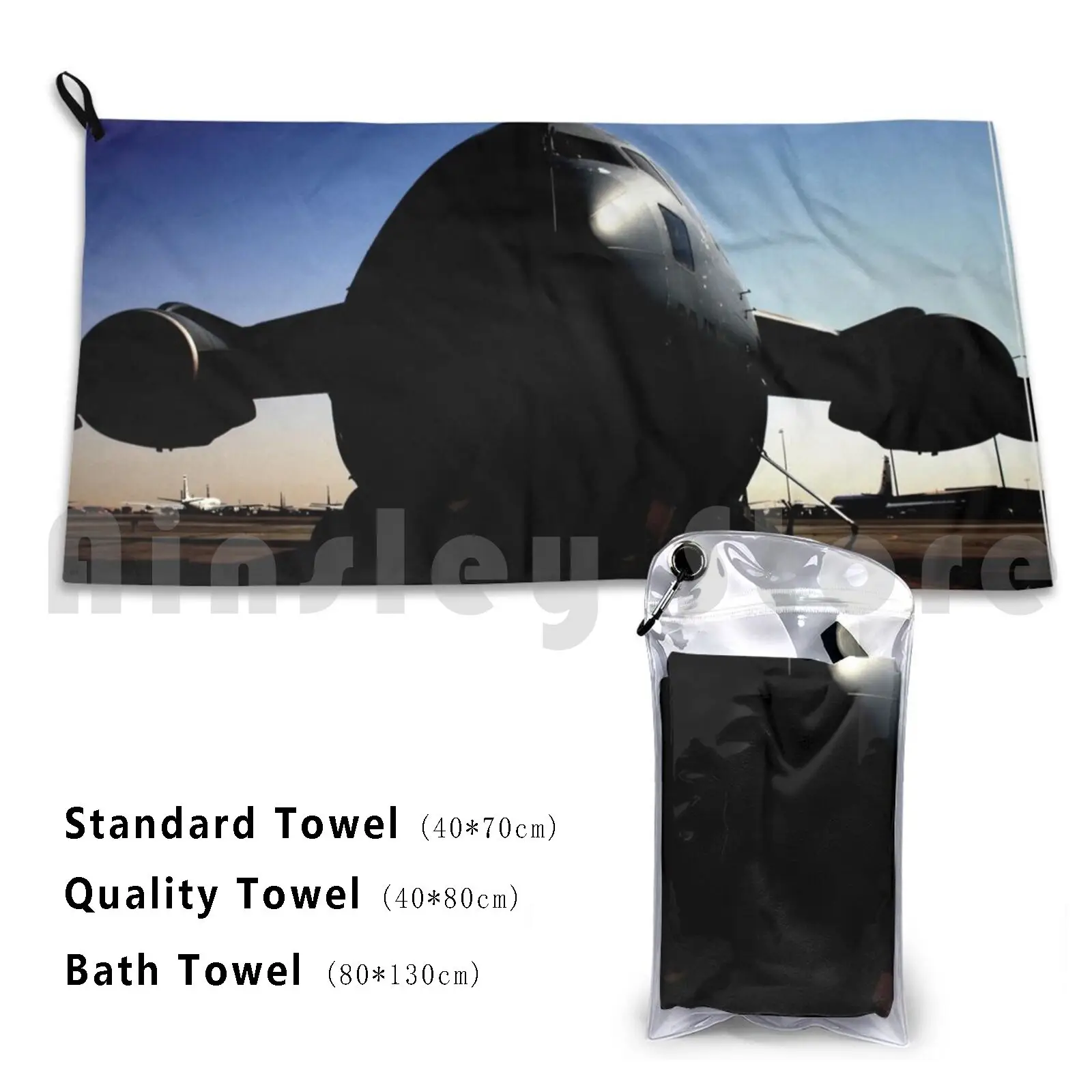 Boeing C-17 Globemaster Банное полотенце Пляжная подушка Raf Usaf Boeing C17 Globemaster Avgeek Cargo Captureasecond Dawn Dusk Blue