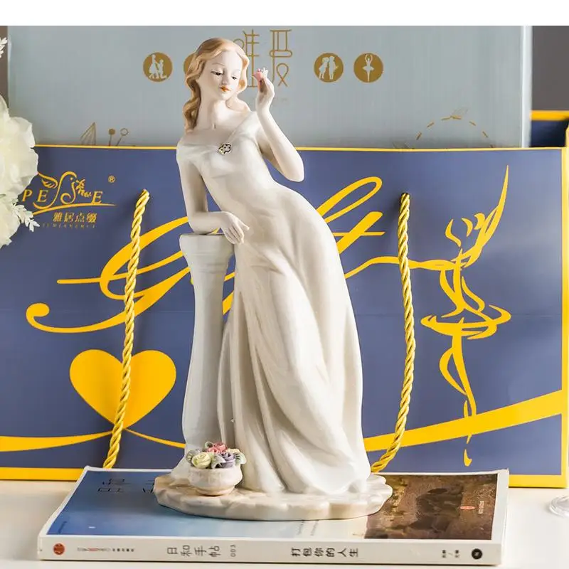 Graceful Beauty Statue Angel Characters Ceramic Sculpture Desk Decoration Figure Figurines Modern Home Decor Artwork Ornaments view 2