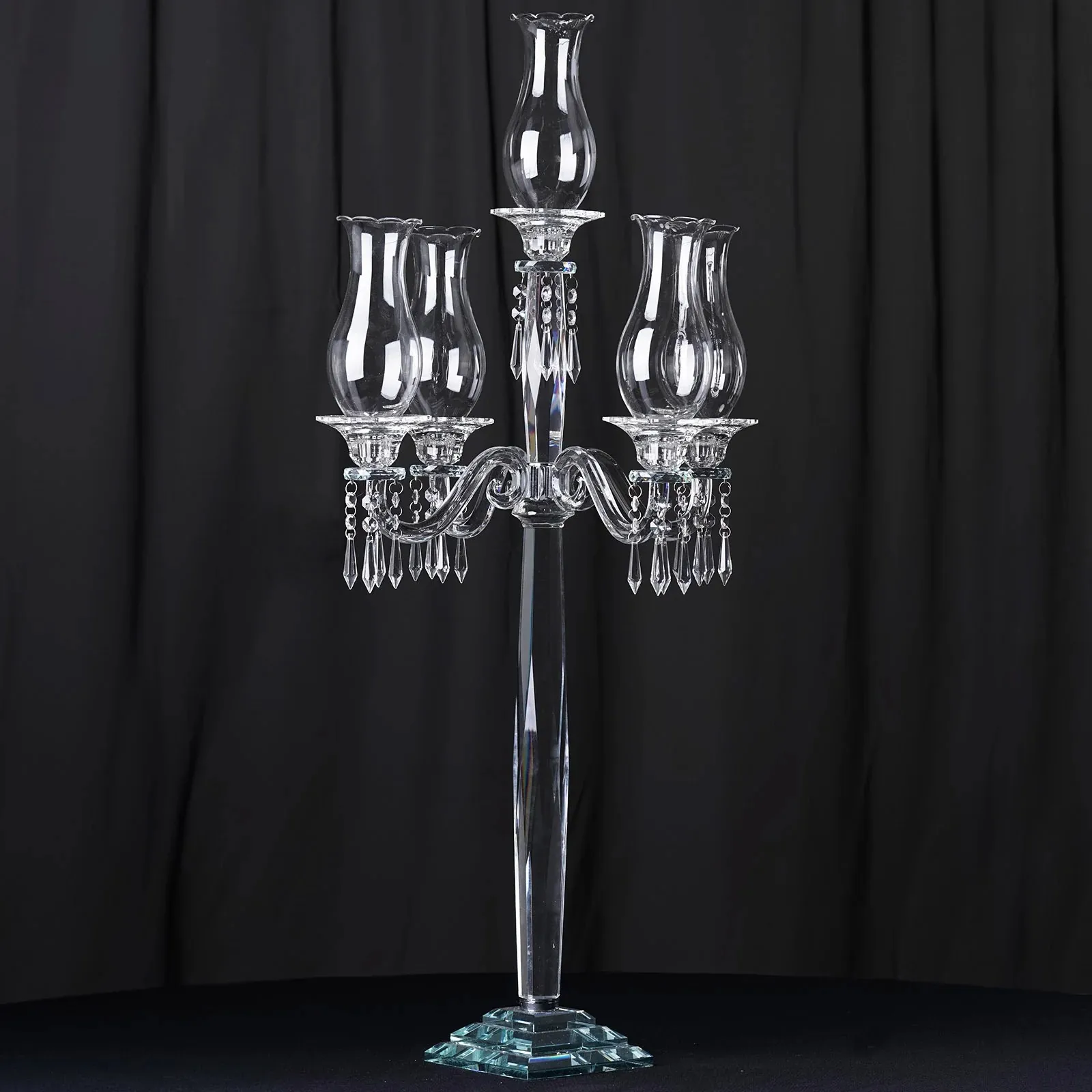 Glass Pillar Candle Holder Clear Candlestick Holder Glass Vases Wedding Centerpiece Floral Arrangements Clear Stage Backdrop