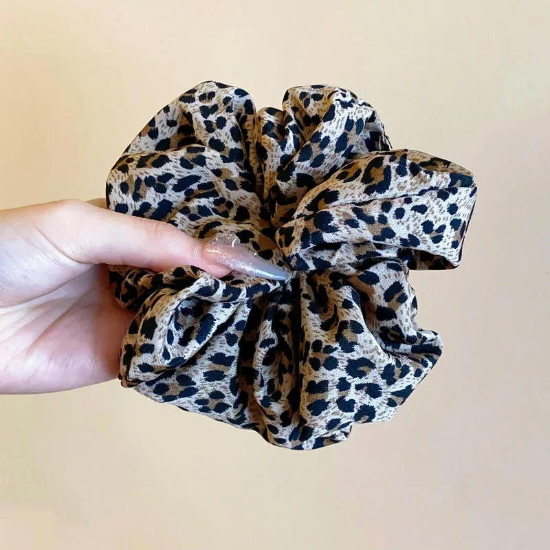 Korean Large Leopard Scrunchie For Women Elastic Hair Bands Simple Vintage Hair Rope Ties Headwear Girls Hair Accessories