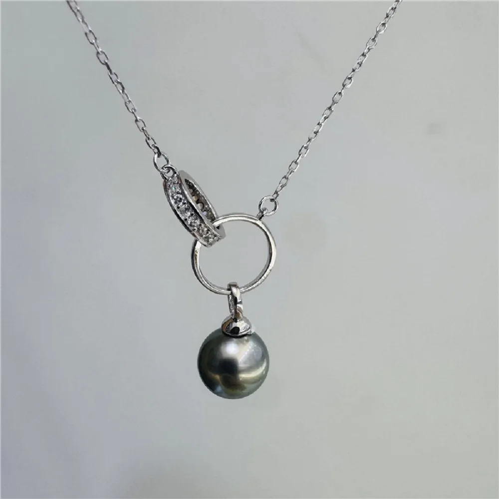 

Double circle pendant AAAA10-11mm natural South Sea round pearl pendant 18in/925s ﻿