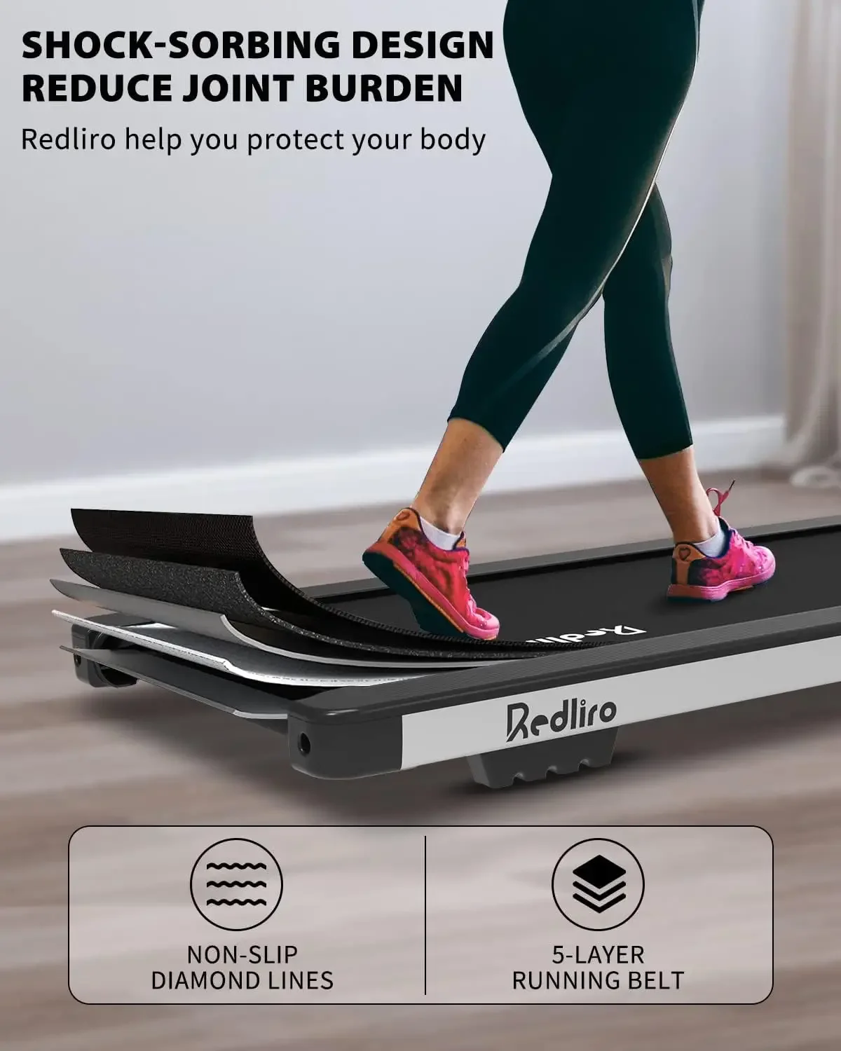 

Under Desk Treadmill 300 lb Capacity Motorized Portable Treadmill Compact