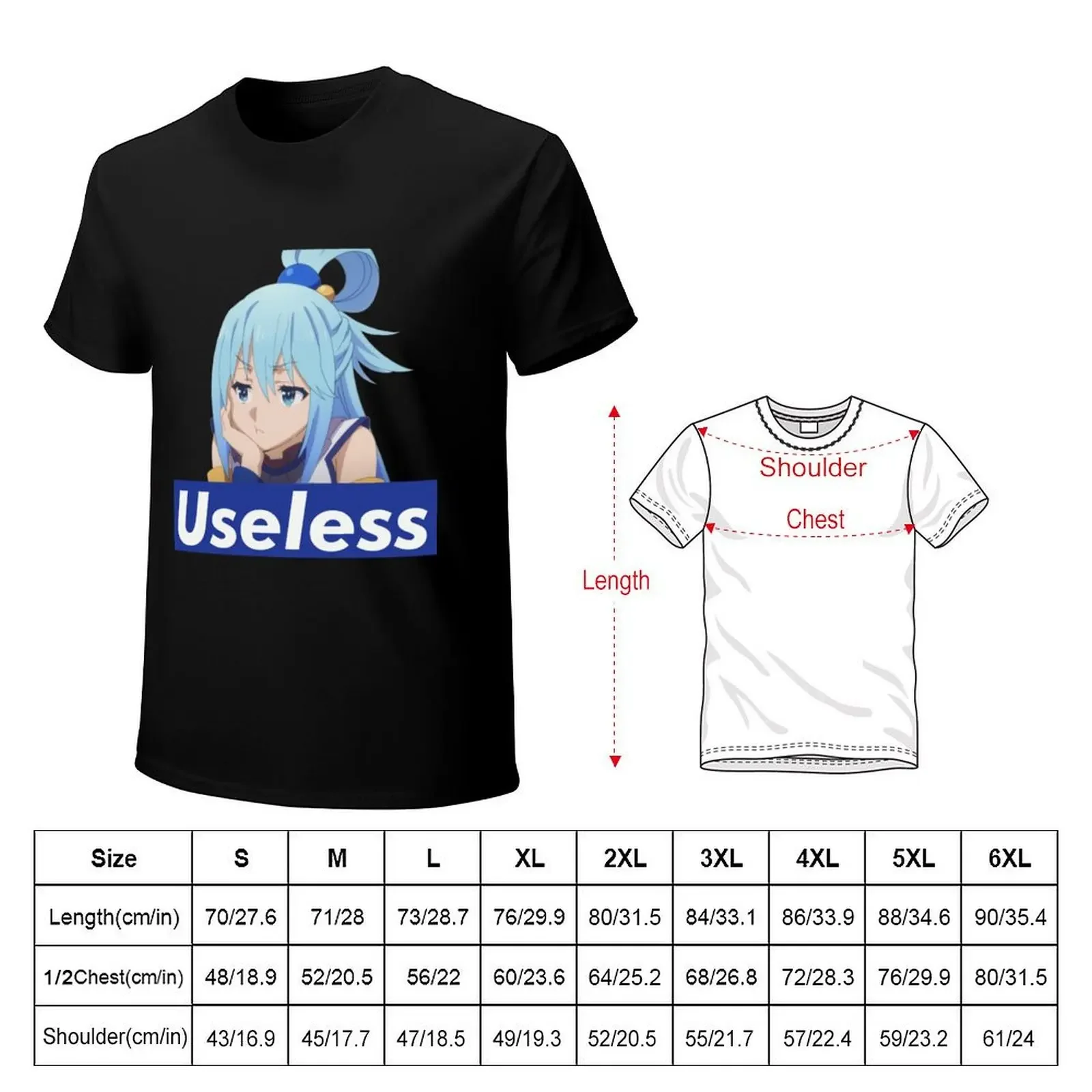 Useless Aqua Classic . T-shirt blacks kawaii clothes oversized t shirts for men