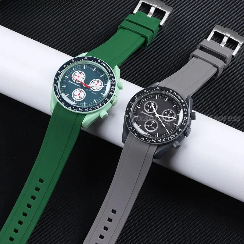 Silicone Watch Band 20mm 22mm for Omega for Moonswatch Curved End Strap Women Men Sport Bracelet for Seiko for Citize Wristband
