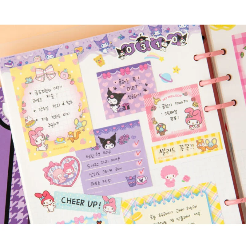 Kawaii الكرتون مرحبا كيتي لصق مثبت ملاحظة Mymelody سينامورول لطيف كورومي دفتر طالب مدرسة مكتب القرطاسية #5