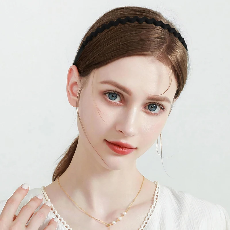 Matte Wave Simple Flocking Hair Band Women Velvet Face-Washing Headdress Headband Toothed Anti-slip Hair Hoop Headwear Girl Gift