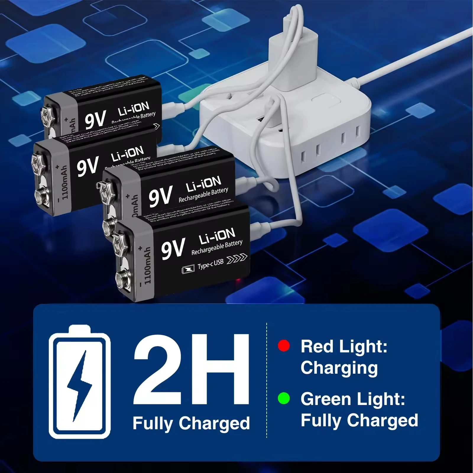 1-12PCS 9V Rechargeable Battery 1100mAh USB Type-C Rechargeable 6F22 9V Li-ion Battery for RC Helicopeter Model Multimeter Toy