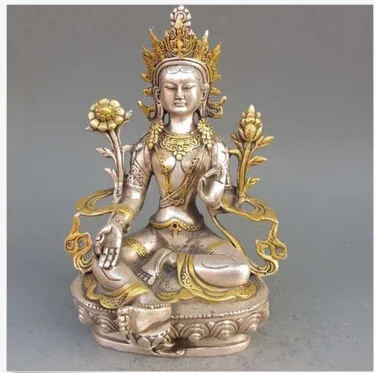 SHUN Outlet Pabrik Perunggu Tibet Perak Tembaga Emas Tibet Buddha Patung Putih Buddha Tara