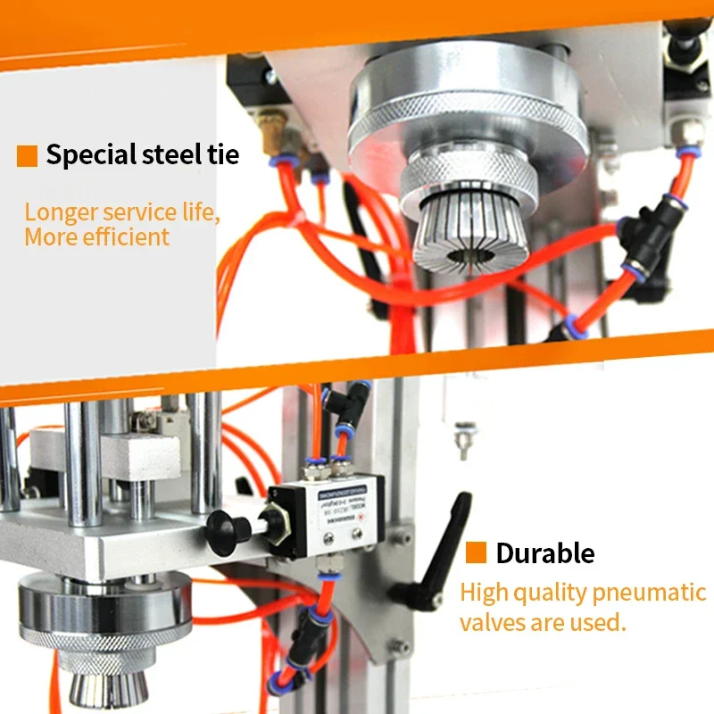 Perfume Pneumático Crimping Tampando Taping Selagem Máquina, Aço Inoxidável, Metal Press com Opcional Clamp Chuck, LY-08