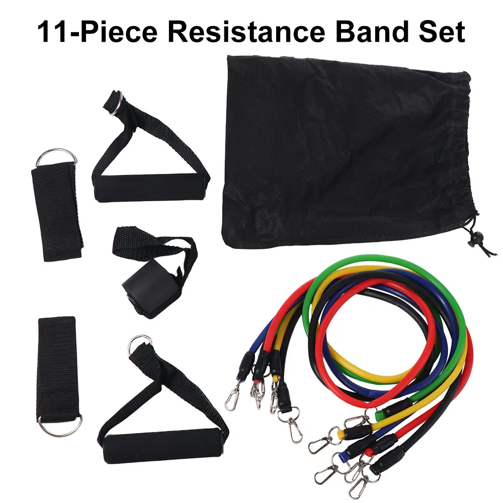 11Pcs/Set Portable TPE Tension Rope Set Anti-Break Durable Resistance Band Set Colorful Latex Tubes Pull Rope Set