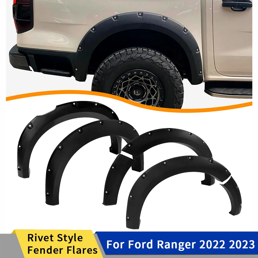 

Rivet Style Wheel Arch Fender Flares For Ford Ranger Next Gen 2022 2023 Wildtrak Double Cabin Model Pickup Truck Car Styling