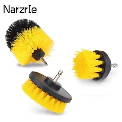 3pcs/set Drill Scrubber Brush Kit Car Brush Automobile Detailing Auto Care Hard Bristle Cleaning Tool For Auto Exterior Bat