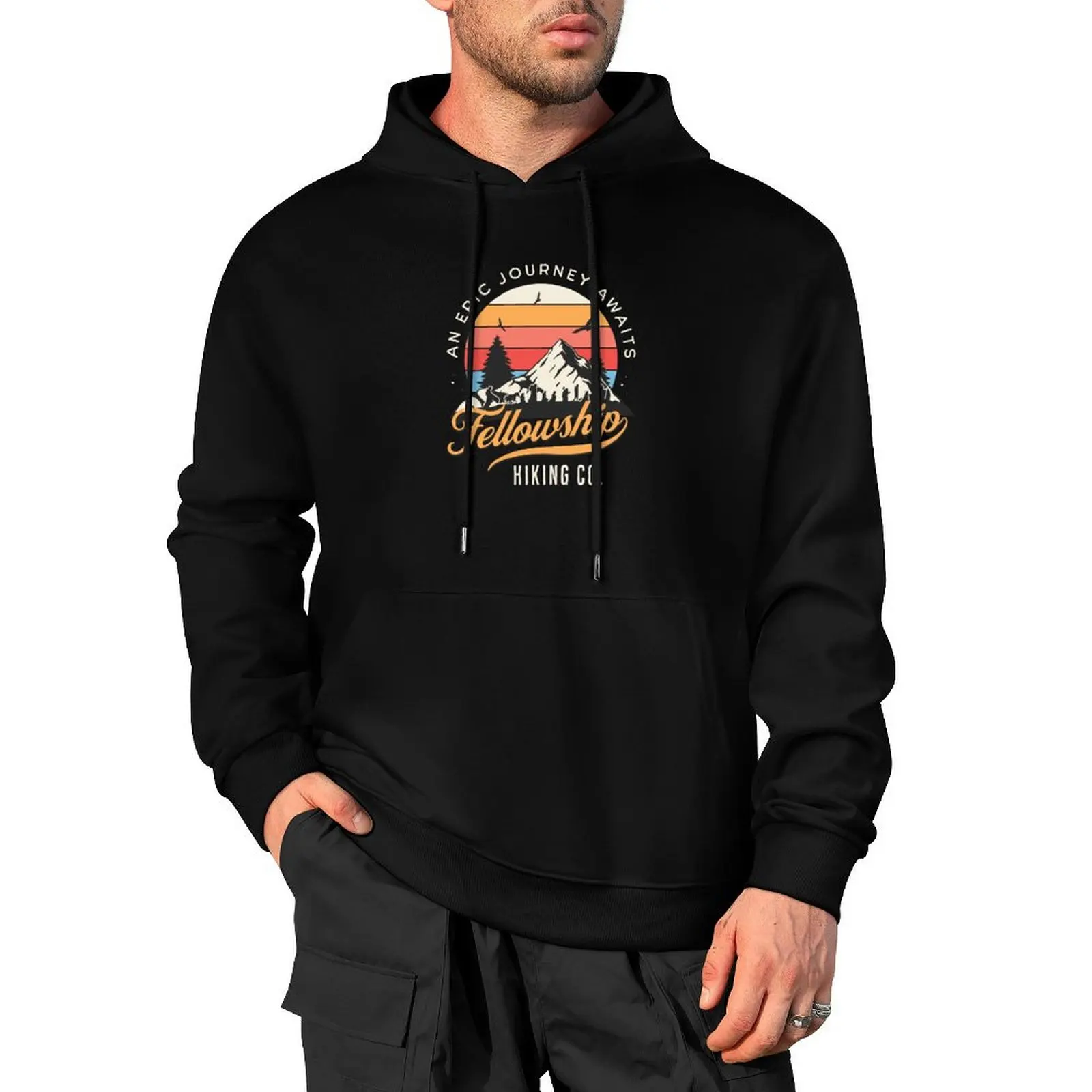 

Fellowship Hiking Co - An Epic Journey Awaits - Black - Fantasy Pullover Hoodie korean style clothes autumn man hoodie