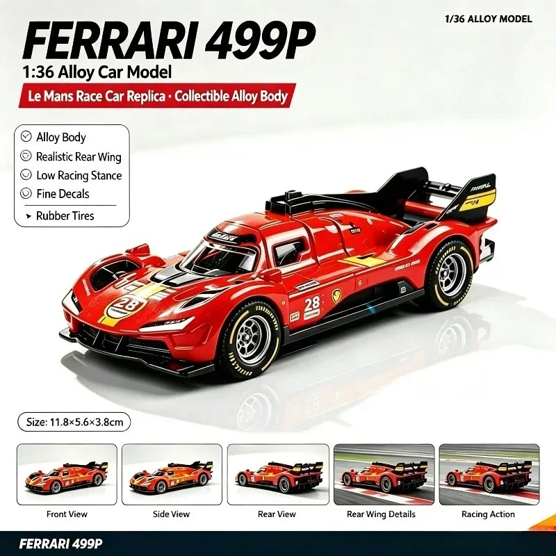 Alloy Car Model 1:36 Scale Le Mans Race Replica, Diecast Pull Back Racing Vehicle,Fine Craftsmanship & Precise Details,Miniature