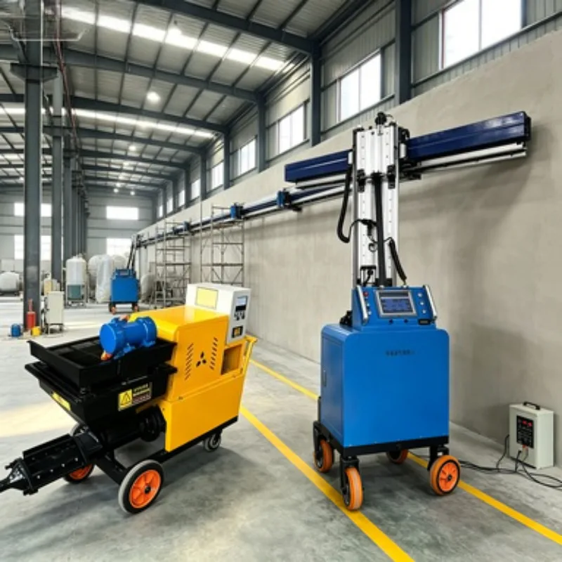 Robust Wall Plastering Machine with Ergonomic Robot Arm Design and Lightweight Main Unit for Easy Transport and Setup