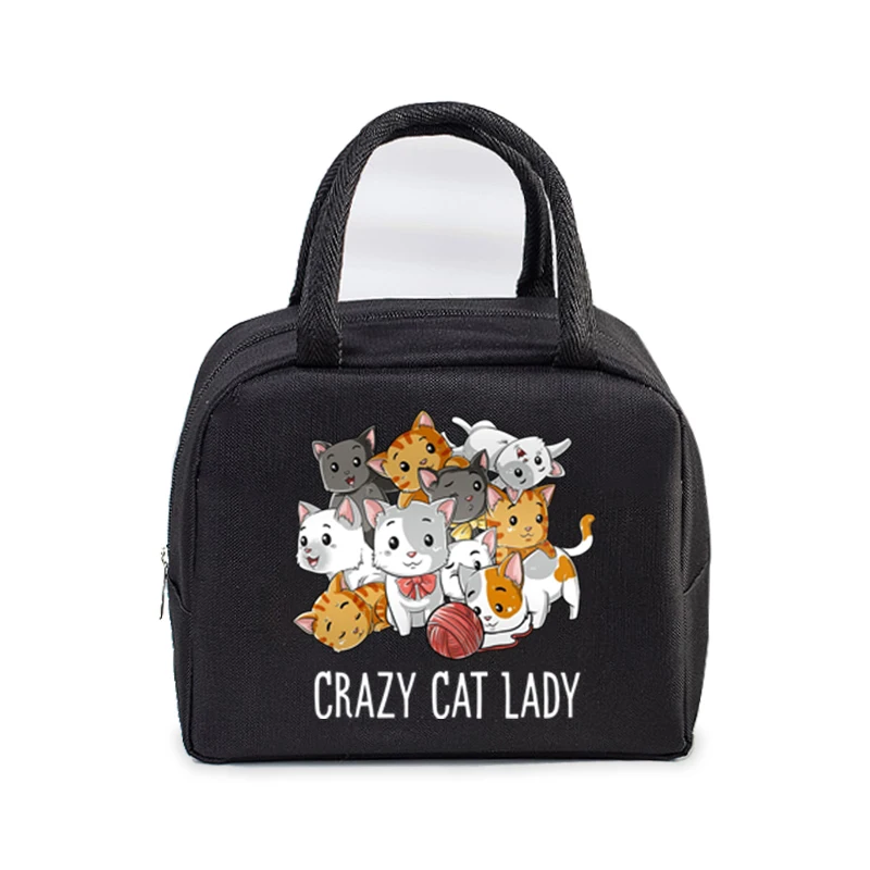 Cartoon Anime Cats Thermal Lunch Bag donna uomo Office Student Bento Storage borse isolanti Funny Cat Cooler Lunch HandBag Kids