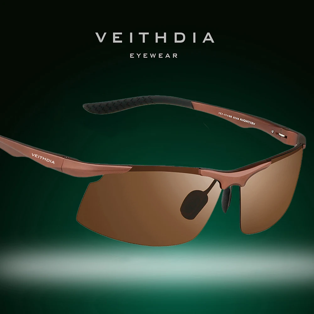 

VEITHDIA Brand Sunglasses Aluminum Men Polarized UV400 Lens Rimless Driving Fishing Sun Glasses Sports Eyewear For Male V6535